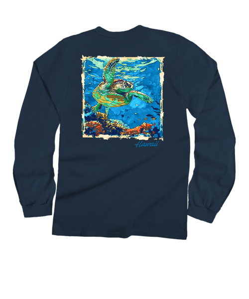 Island Reef Honu - Navy Long Sleeve Crewneck T-Shirt