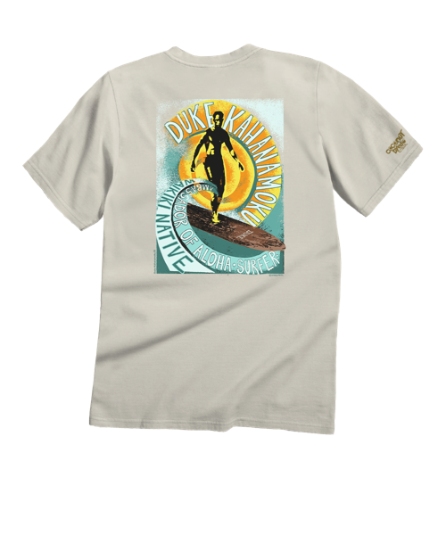 Duke Kahanamoku Sketch - Coconut Dyed Short Sleeve Crewneck T-Shirt