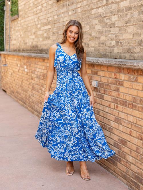 Pinch Sleeveless Tiered Detail Maxi Dress