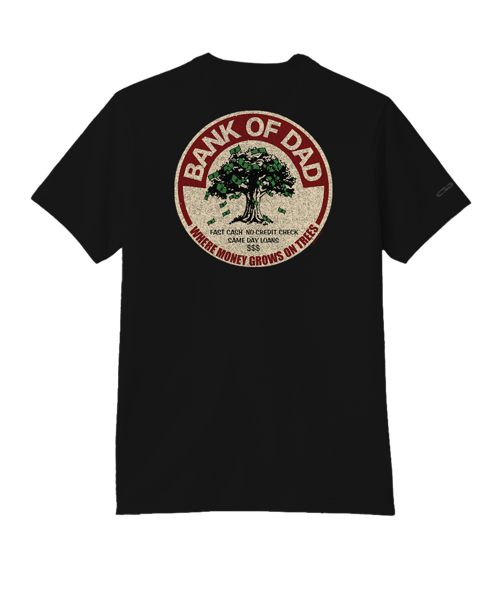 Bank Of Dad Trees - Jet Black Short Sleeve Pima T-Shirt