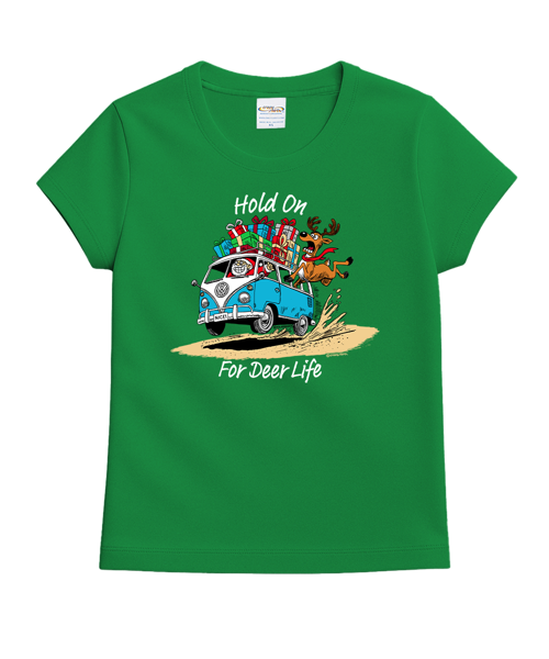 Volkswagen Hold On For Deer Life - Christmas Green Short Sleeve Crewneck T-Shirt
