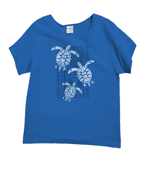 Honu Trio - Blue Hawaii Dyed Short Sleeve Scoop Neck T-Shirt