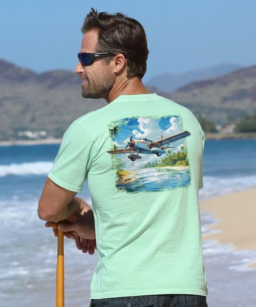 Tropical Seaplane - Key Lime Dyed Short Sleeve Crewneck T-Shirt