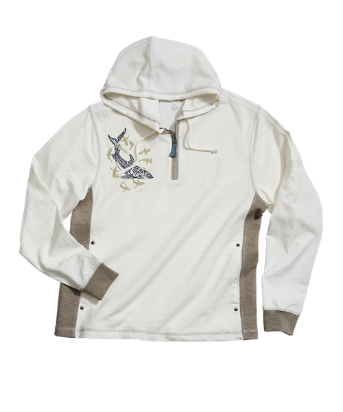 Tribal Mano School - Natural/Gray Long Sleeve Longboard Hooded Tee