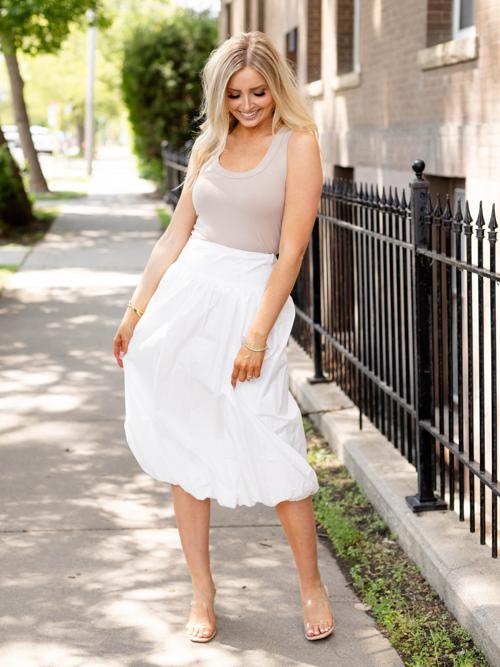 Pinch Bubble Midi Skirt