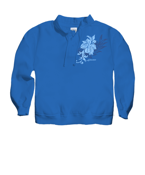 Pua Stamp - Blue Hawaii Dyed Long Sleeve Lightweight Pullover