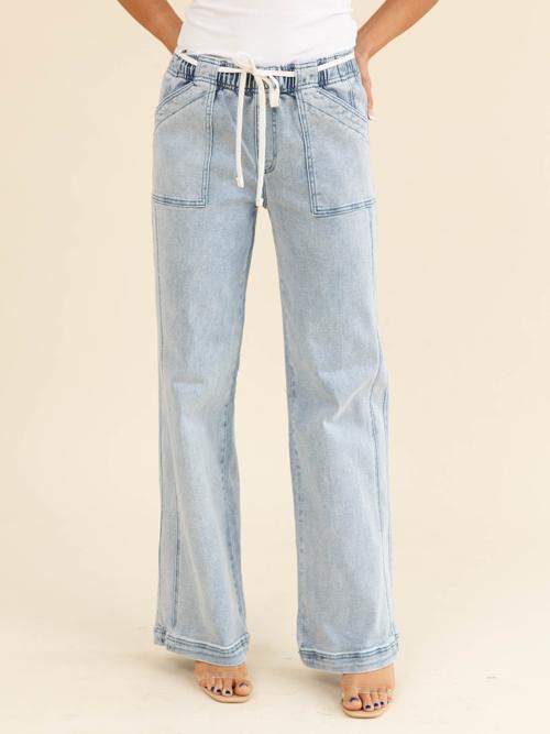 RISEN Medium High Rise Straight Pull On Jean