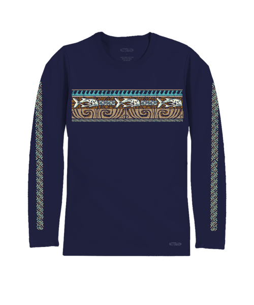 Tribal Ulua Band - Indigo Long Sleeve Pima T-Shirt