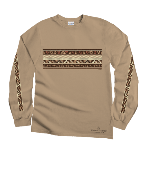 Linear Hawaiian Band - Kona Coffee Dyed Long Sleeve Crewneck T-Shirt