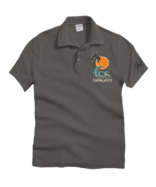 Sketchy Palm - Crater Dyed® Short Sleeve Oceanfront Polo Shirt