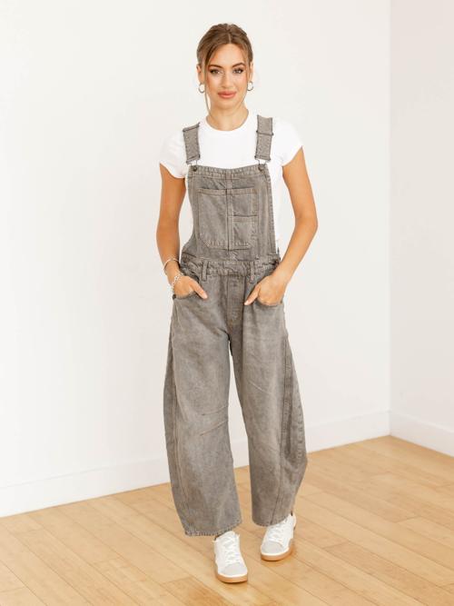 Free People Archive Grey Good Luck Overall