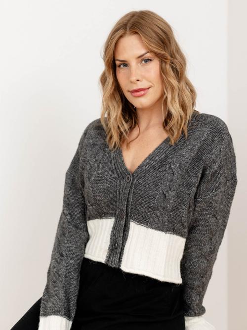 Elan Two Tone Sweater Cardigan