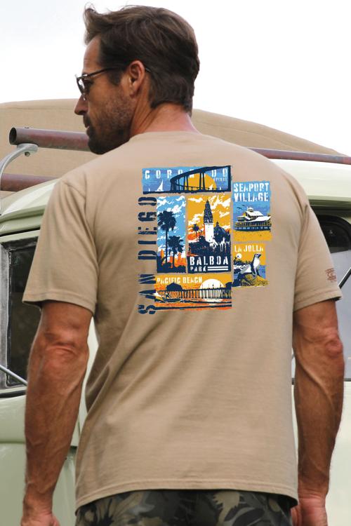 San Diego Collage - Kona Coffee Dyed Short Sleeve Crewneck T-Shirt