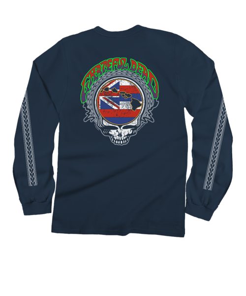 Grateful Dead Hawaiian Flag - Navy Long Sleeve Crewneck T-Shirt