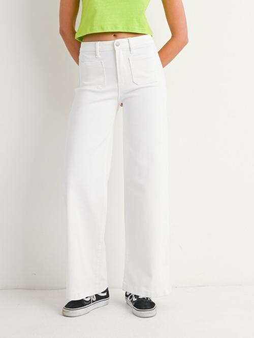 Just Black White Mini Patch Pocket Wide Leg