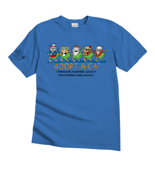 Hawaiian Humane Society Meow Halau - Blue Hawaii Dyed Short Sleeve Crewneck T-Shirt
