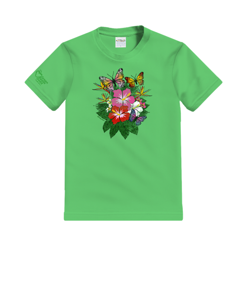 Butterfly Bouquet - Green Apple Dyed Short Sleeve Crewneck T-Shirt