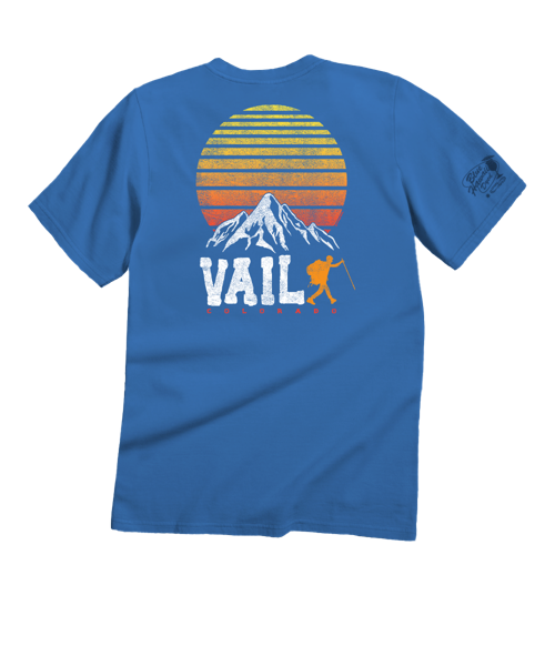 Vail Hiker Sunrise - Blue Hawaii Dyed Short Sleeve Crewneck T-Shirt