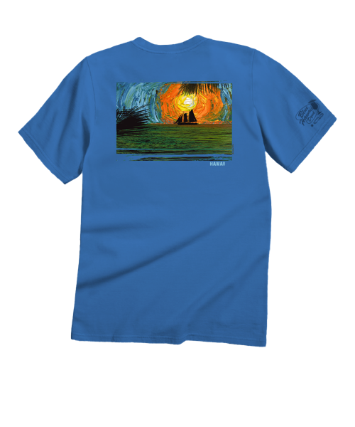 Twilight Sun - Blue Hawaii Dyed Short Sleeve Crewneck T-Shirt