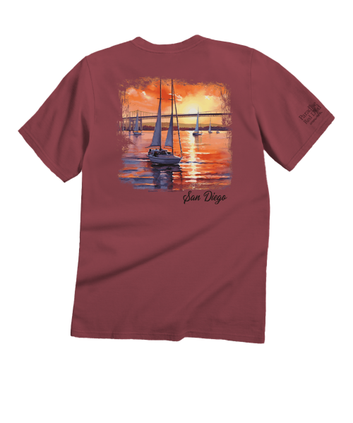 Coronado Watercolor - Paradise Red Dyed Short Sleeve Crewneck T-Shirt