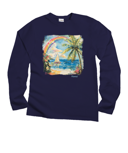 Island Rainbow Sail - Grape Dyed Long Sleeve Crewneck T-Shirt