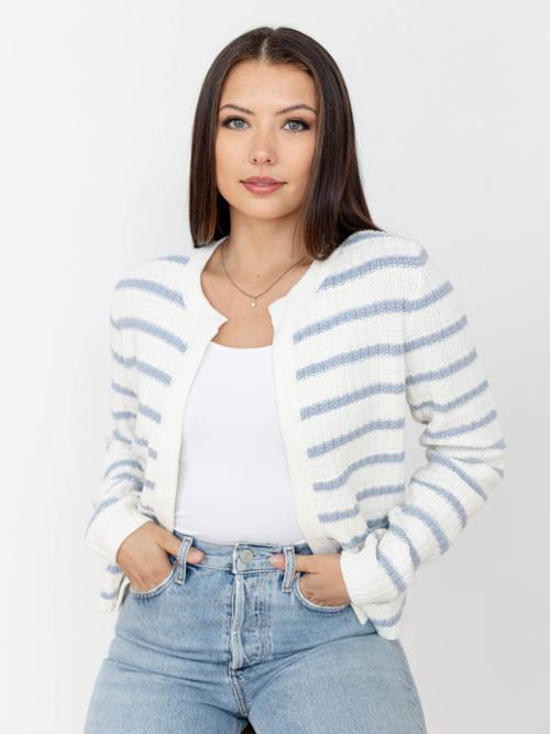 Chunky Knit Striped Cardigan