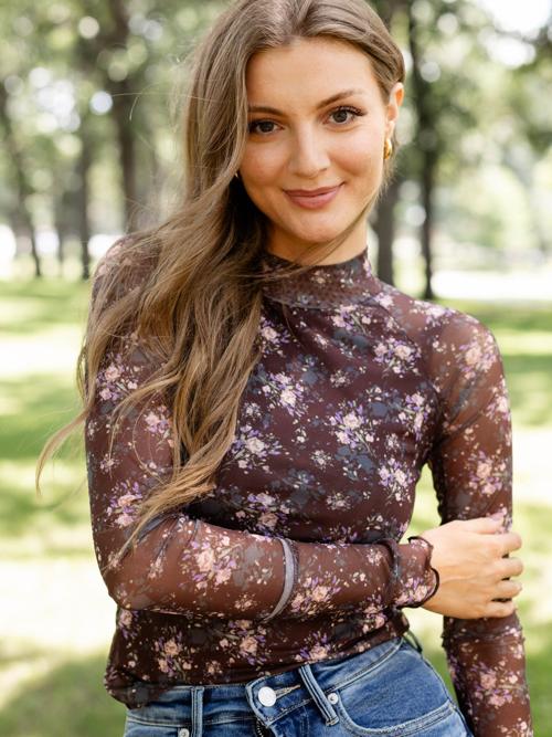 Floral Mesh Raglan Top