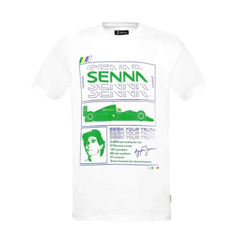 Ayrton Senna F1 Race T-Shirt - White/Yellow