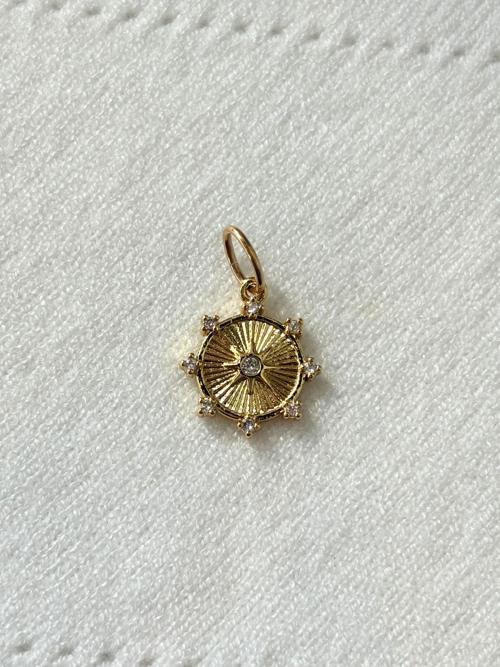 Farrah B Etched Starburst Compass Charm