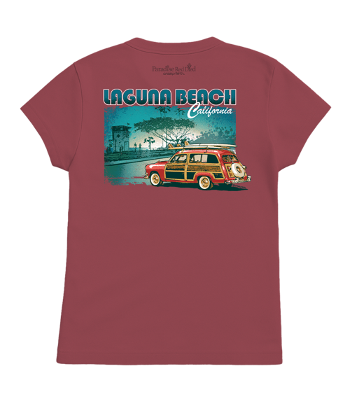 Laguna Beach Woody - Paradise Red Dyed Short Sleeve Crewneck T-Shirt