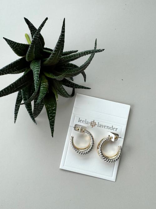Two Tone Layered Twist Hoops