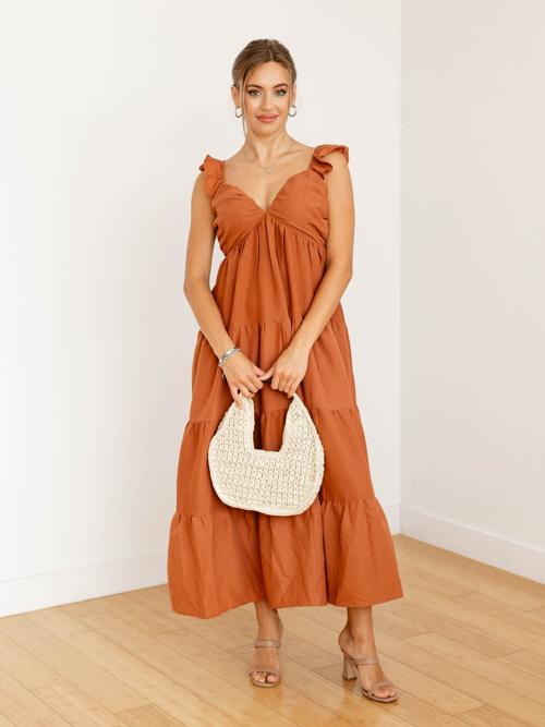 Textured Tiered Midi Dress