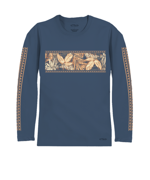 Island Tropical Band - Blue Steel Long Sleeve Pima T-Shirt
