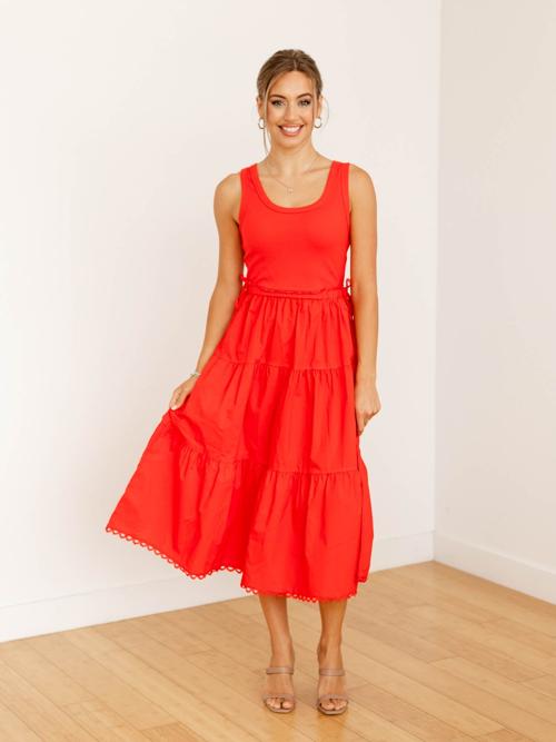 Skies Are Blue Poplin Skirt Midi Dress