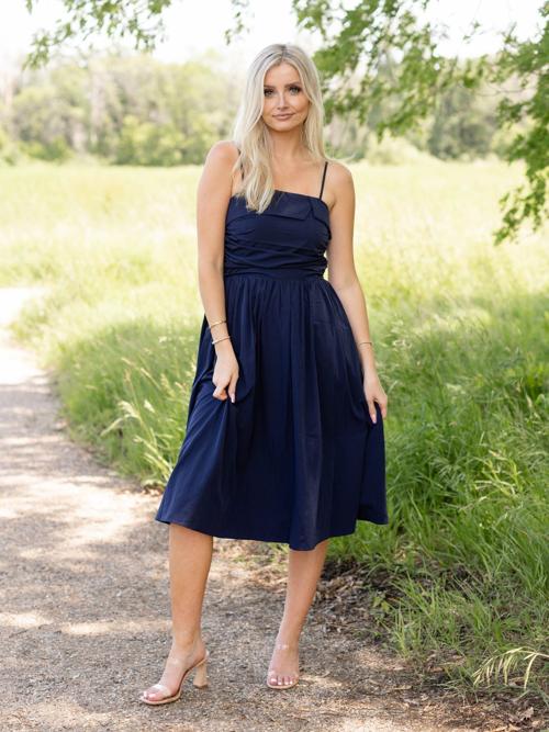PINCH Shirring Detail Midi Dress