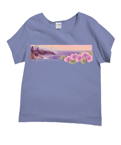 Laguna Geraniums - Lavender Dyed Short Sleeve Scoop Neck T-Shirt