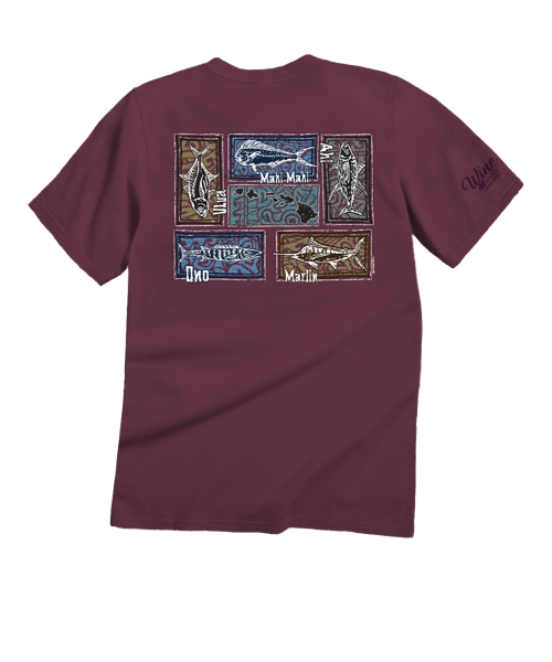 Fish Blocks - Wine Dyed Short Sleeve Crewneck T-Shirt
