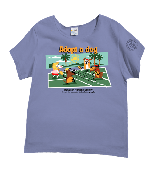 Hawaiian Humane Society Adopt A Dog Pickleball - Lavender Dyed Short Sleeve Scoop Neck T-Shirt