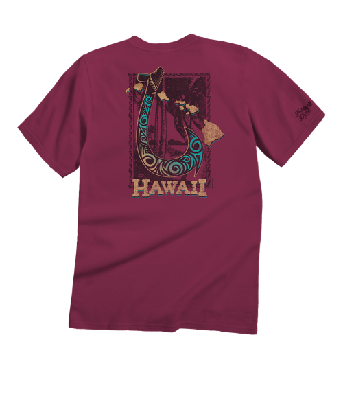 Hawaiian Fish Hook - Fig Dyed Short Sleeve Crewneck T-Shirt