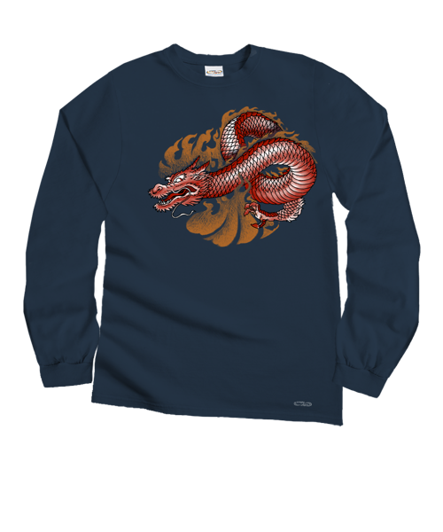 Dragon Summit - Navy Long Sleeve Crewneck T-Shirt