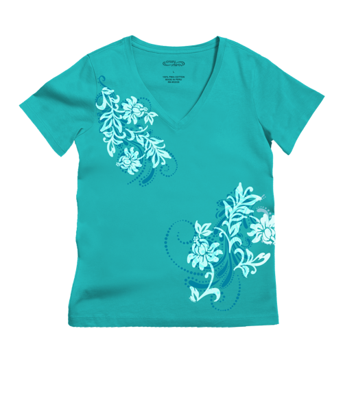 Leihua - Ocean Short Sleeve Pima V-Neck T-Shirt