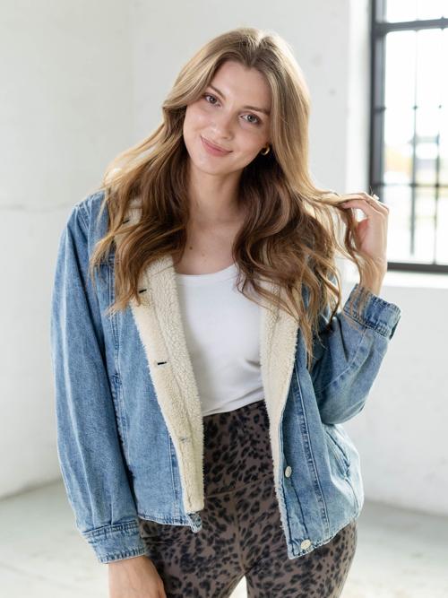 Free People Asher Cozy Denim Jacket