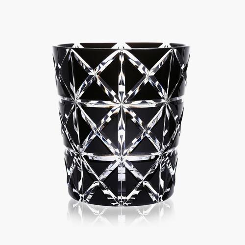 Edo Kiriko Cut Whisky Glass: Hishi Uroko Kasanemonyou Black Cup