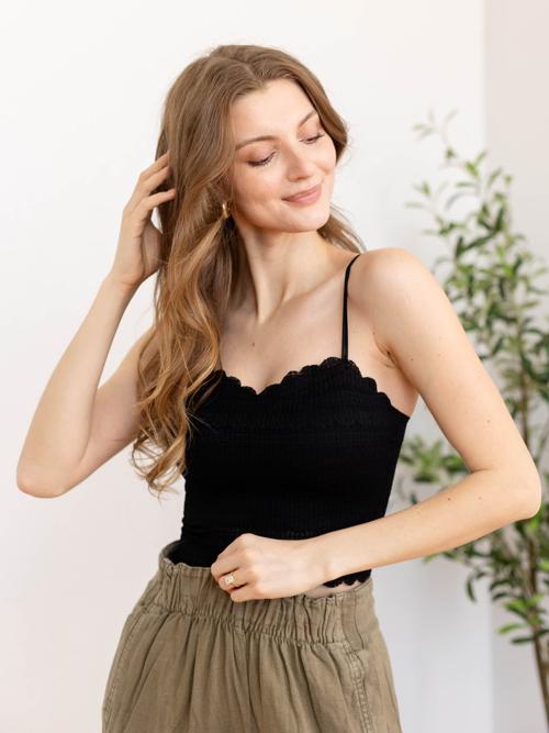 Allie Rose Stripe Pattern Scallop Edge Bralette