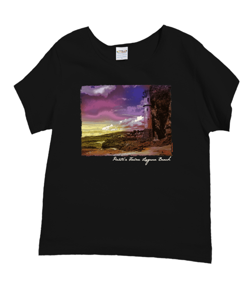 Victoria Bch Pirate Tower - Black Short Sleeve Scoop Neck T-Shirt