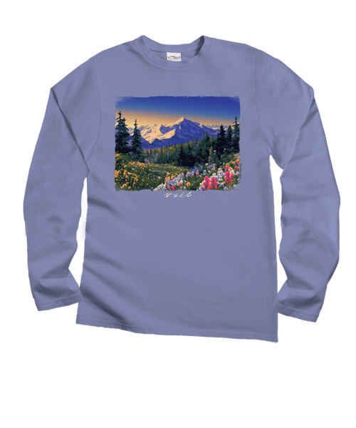 Mountain Wildflowers - Lavender Dyed Long Sleeve Crewneck T-Shirt