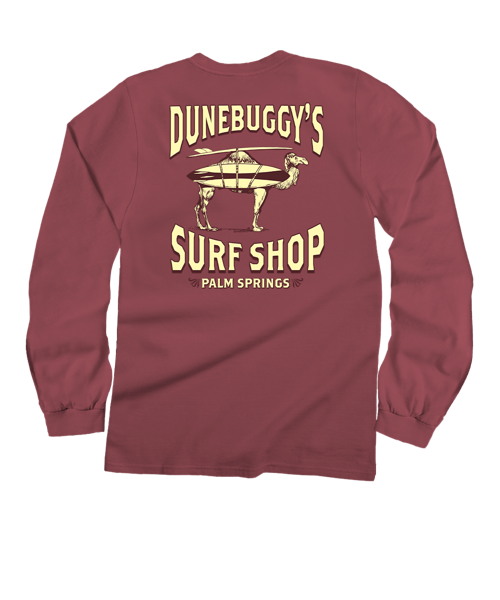 Dune Buggy Surf - Paradise Red Dyed Long Sleeve Crewneck T-Shirt