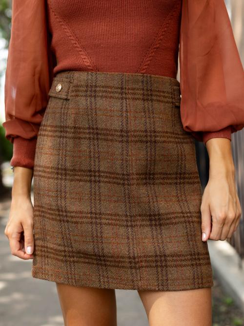 Mystree Plaid Side Tab Skirt