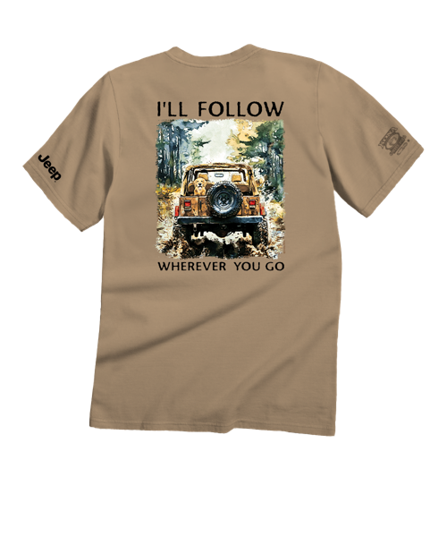Jeep I'll Follow - Kona Coffee Dyed Short Sleeve Crewneck T-Shirt