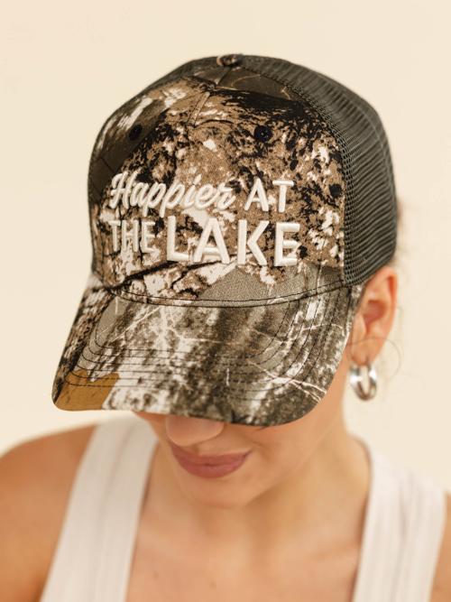 Happier At The Lake Camo Hat